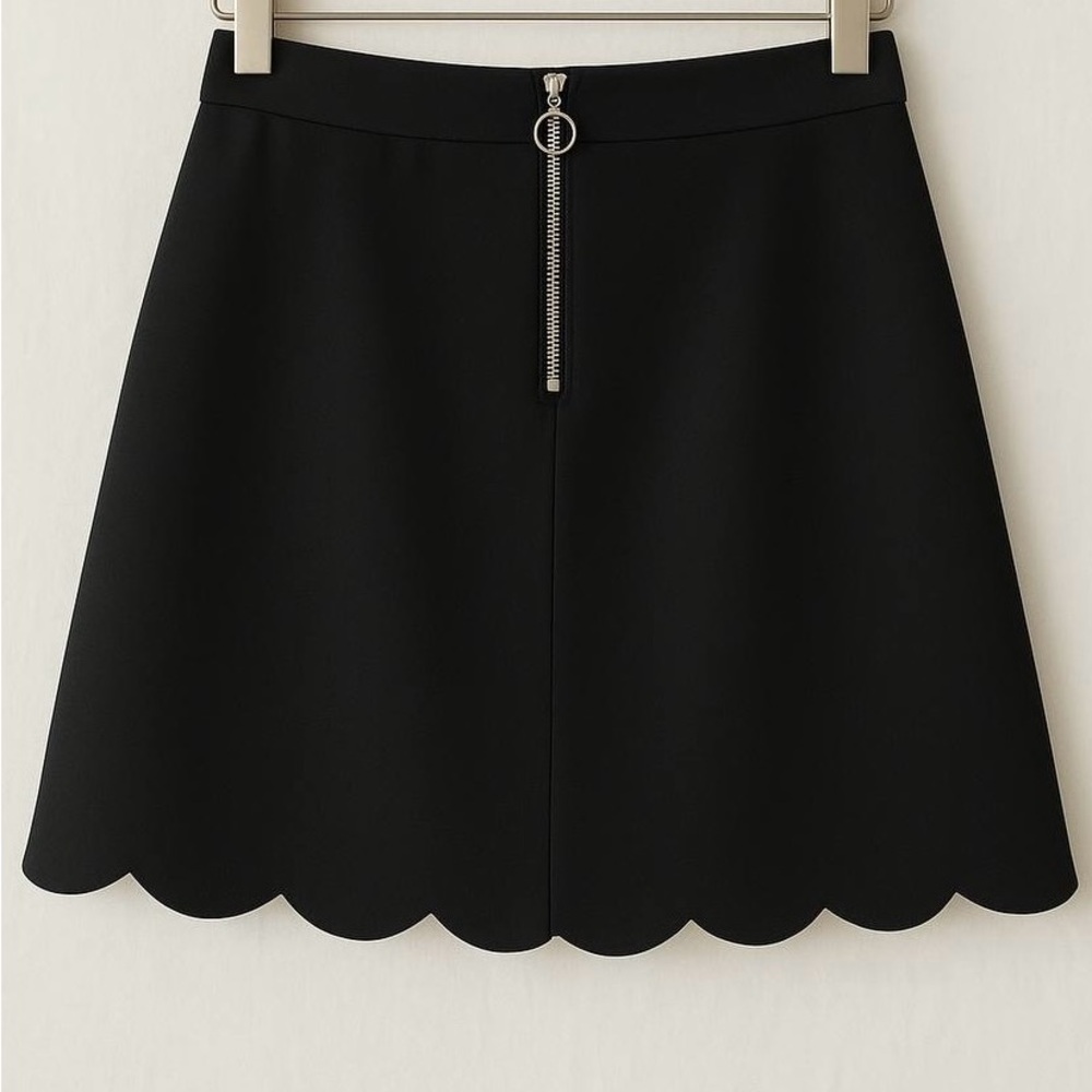 MANGO Black Scallop Hem Skirt
